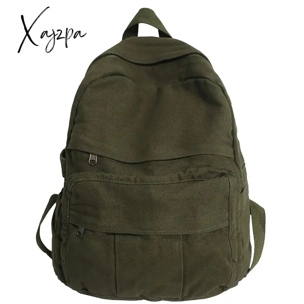 Xajzpa - Girl Fabric School Bag New Fashion College Student Vintage Women Backpack Canvas Female Laptop Bag Travel Kawaii Ladies Backpack