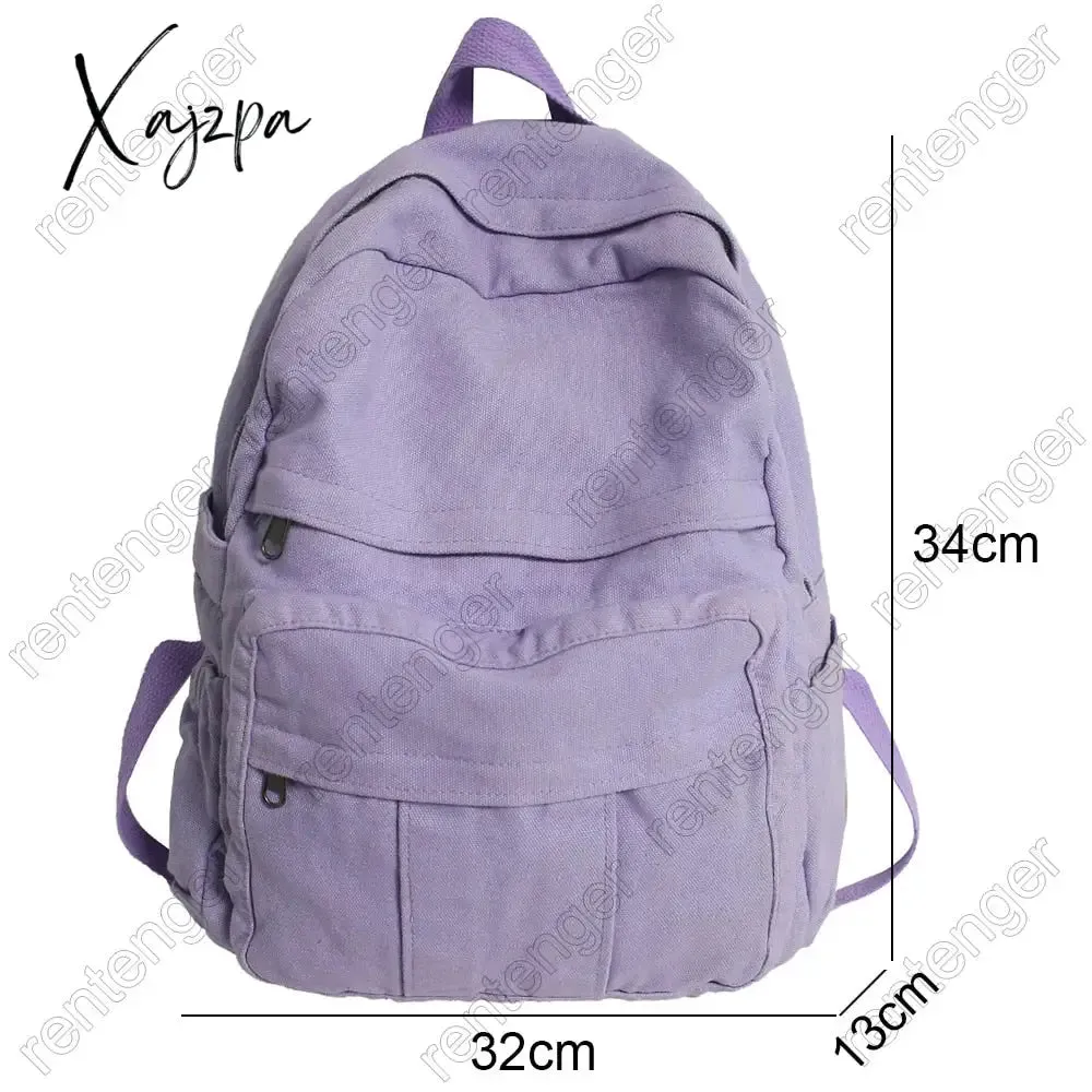 Xajzpa - Girl Fabric School Bag New Fashion College Student Vintage Women Backpack Canvas Female Laptop Bag Travel Kawaii Ladies Backpack